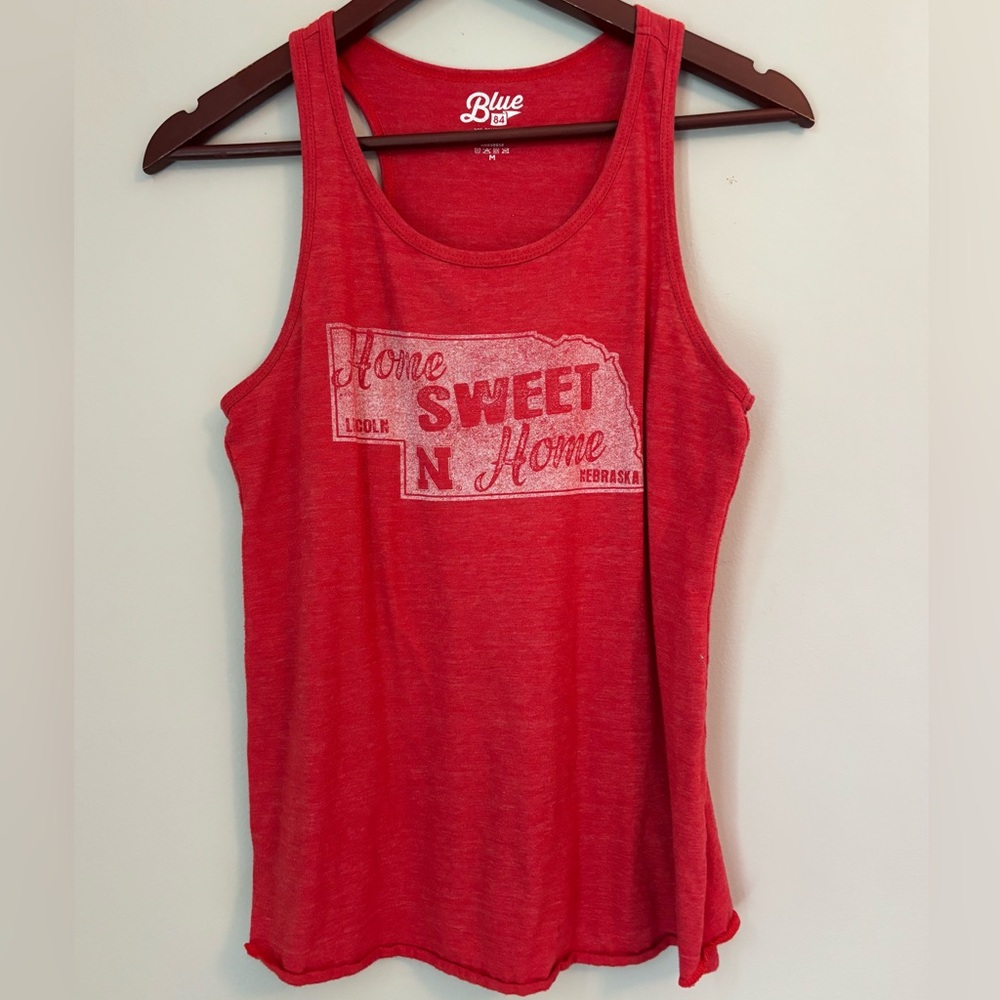 Nebraska Home Tank, Red, Medium, Lightweight Blue84